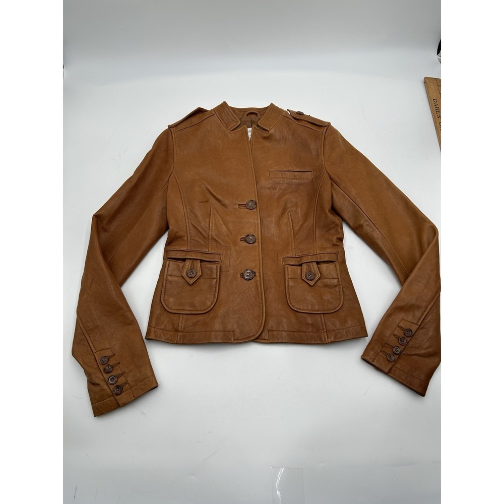 Calvin Klein Camel Colored Leather Jacket Womens XS